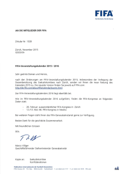 FIFA-Veranstaltungskalender 2015 / 2016