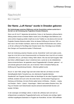 Der Name „Luft Hansa“ wurde in Dresden geboren