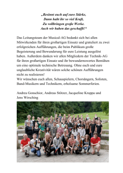Danksagung Musical-AG - Goethegymnasium Hildesheim