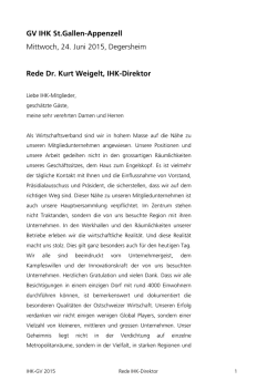 Referat IHK-Direktor Kurt Weigelt - IHK St.Gallen