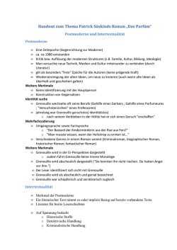 Handout zum Thema Patrick S&uuml;skinds Roman &bdquo;Das Parf&uuml;m&ldquo;