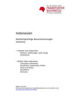 Indonesien: Deutschsprachige Neuerscheinungen