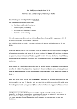Der Weltjugendtag Krakau 2016 Hinweise zur Anmeldung für