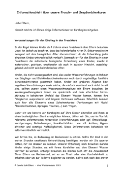 Informationsblatt &uuml;ber unsere Frosch- und