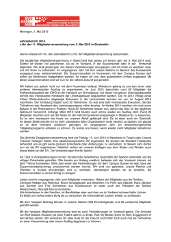 Jahresbericht Sektionspr&auml;sident 2014