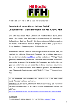 „Silbermond“: Geheimkonzert mit HIT RADIO FFH