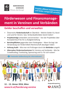 Förderwesen und Finanzmanage- ment in Vereinen und