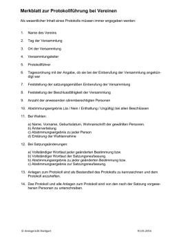 Merkblatt zur Protokollf&uuml;hrung bei Vereinen