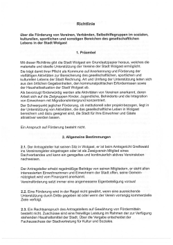 Richtlinie &uuml;ber die F&ouml;rderung von Vereinen, Verb&auml;nden