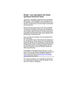 B&uuml;rger- und Jugendpreis der Stadt - Stadtsparkasse Emmerich-Rees