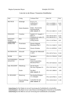 Schulbuchlisten - Megina-Gymnasium