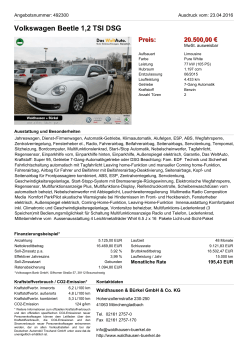 Volkswagen Beetle 1,2 TSI DSG Preis