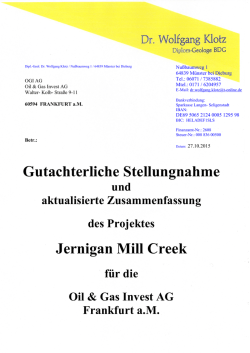 Gutachterliche Stellungnahme Jernigan Mill Creek