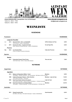 Altstadt Weingalerie Preisliste