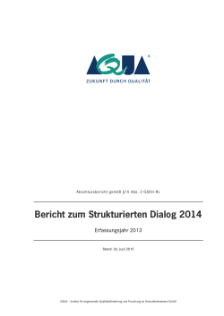 Bericht zum Strukturierten Dialog 2014 – Erfassungsjahr - QS-NRW