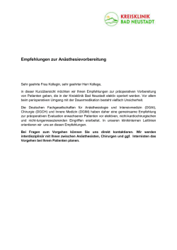 Empfehlungen zur Anästhesievorbereitung