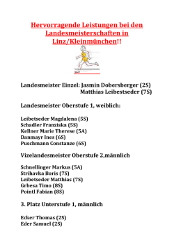 Hervorragende Leistungen bei den Landesmeisterschaften in Linz