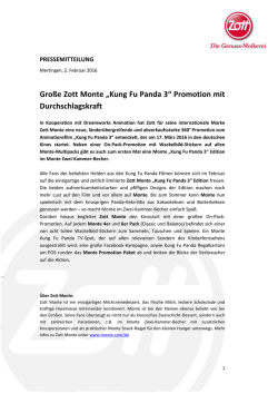 Gro&szlig;e Zott Monte &bdquo;Kung Fu Panda 3&ldquo; Promotion mit Durchschlagskraft