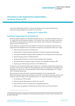 Information zu den Implementierungsaktivit&auml;ten von Monte Titoli auf