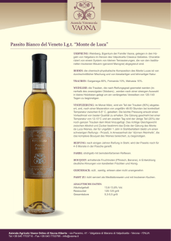 Passito Bianco del Veneto Igt “Monte de Luca”