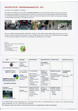 gartenstädter ferienprogrammzeiten 2015