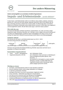 Impuls- und Erlebnisst&auml;nde &hellip;werde Anbieter!