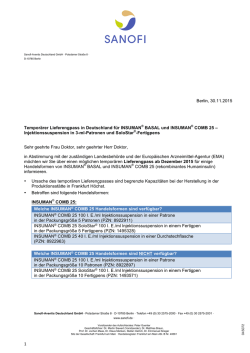Informationsbrief zu INSUMAN&reg; BASAL und INSUMAN&reg; COMB 25