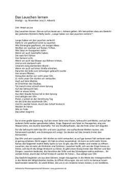 Das Lauschen lernen - Katholische Pfarreiengemeinschaft Simmern