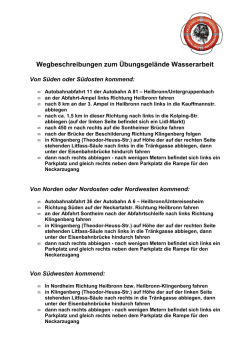 Wegbeschreibungen zum Übungsgelände Wasserarbeit