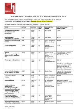 PROGRAMM CAREER SERVICE SOMMERSEMESTER 2016