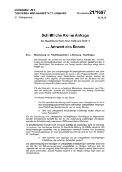 Beschulung von Flüchtlingskindern in Hamburg