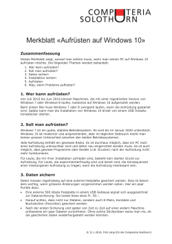 Merkblatt «Aufrüsten auf Windows 10 - Computeria