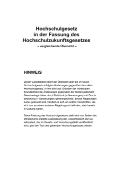 Hochschulgesetz in der Fassung des