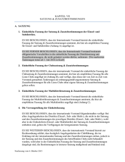 Satzung und Zusatzbestimmungen