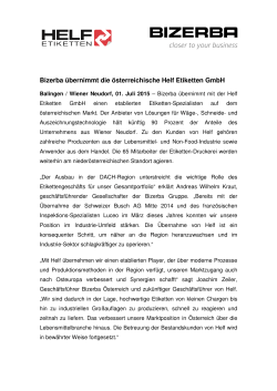 Bizerba übernimmt die österreichische Helf Etiketten GmbH1