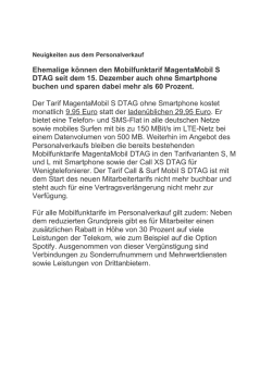 Ehemalige k&ouml;nnen den Mobilfunktarif MagentaMobil S DTAG seit