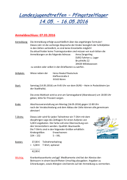 Landesjugendtreffen – Pfingstzeltlager 14.05. – 16.05