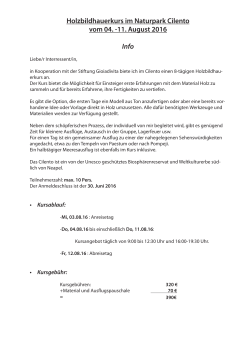 Info und Anmeldung: Holzbildhauerkurs im