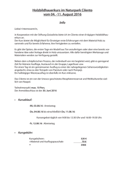 Info und Anmeldung: Holzbildhauerkurs im