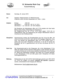 12. Schwerter Ruhr Cup Ausschreibung