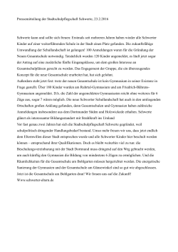 Pressemitteilung der Stadtschulpflegschaft Schwerte, 23.2.2016