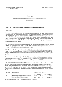Fachdienst Schule, Kultur, Jugend Trittau, den 21.05.2015 Az.: 0812