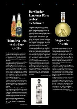 Holundria &ndash; ein &laquo;Schwiizer Gs&ouml;ff&raquo; Siegreicher Absinth Der Gin der