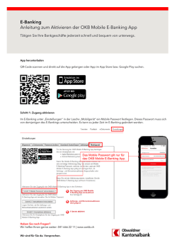 E-Banking Anleitung zum Aktivieren der OKB Mobile E