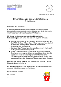 13.10.2015 | Elterninformation: Termine und Informationen zu den