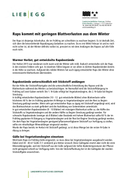 Newsletter Rapsdüngung - Landwirtschaftliches Zentrum Liebegg
