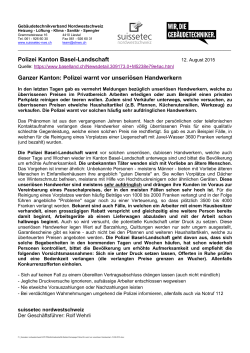Polizei warnt - bei suissetec nordwestschweiz