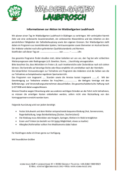 Informationen zur Aktion im Waldseilgarten Laubfrosch