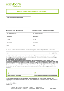 Antrag auf bargeldlose Pensionszahlung