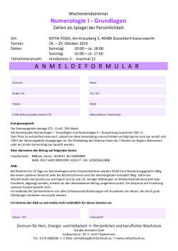 Numerologie I - Grundlagen A N M E L D E F O R M U L A R